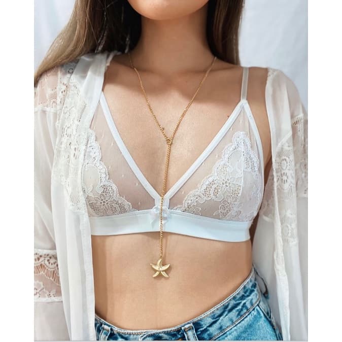 Colares chocker modelo gravata com estrela do mar folheado