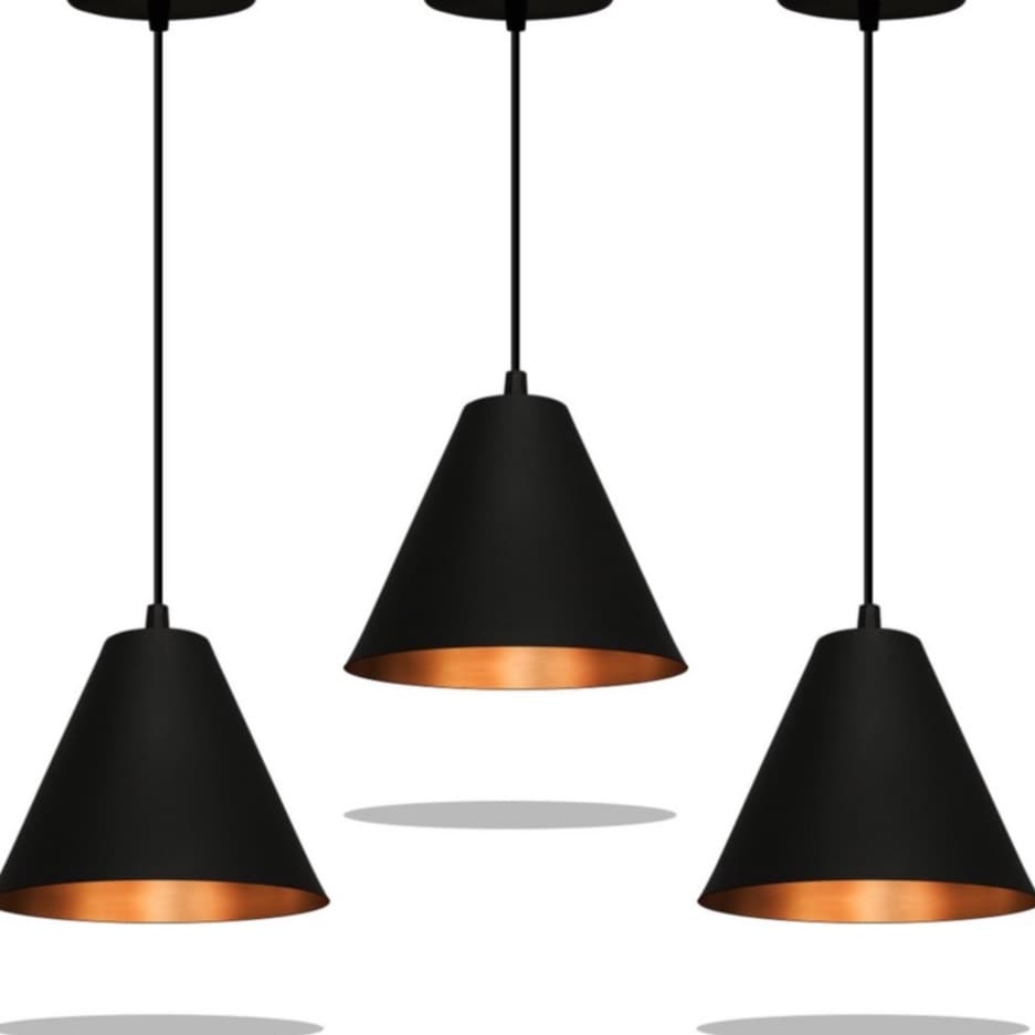 KIT 3 Spoft Licon Lustres Preto Textura Bronze Decoração Iluminarias