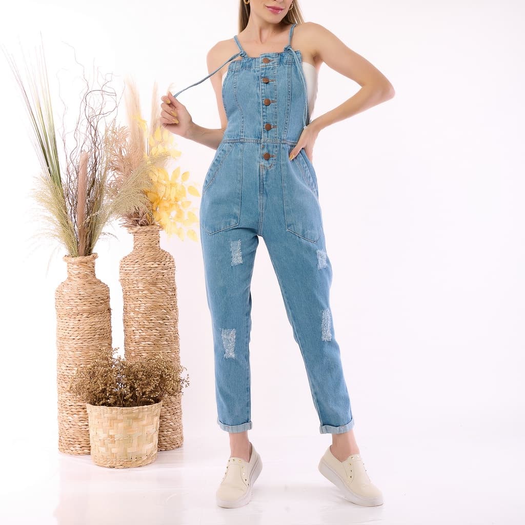 Macacão Jeans Feminino Jardineira Jeans Feminina Lançamento