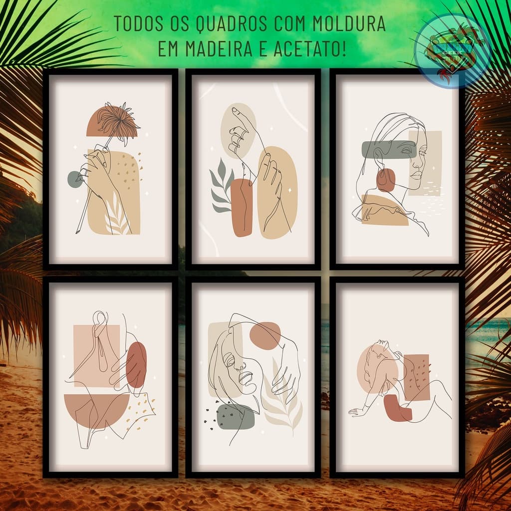 quadros decorativos sala Tema Ilustração Abstrata Lote 01 Arte Moderna personalizados placa decorativa