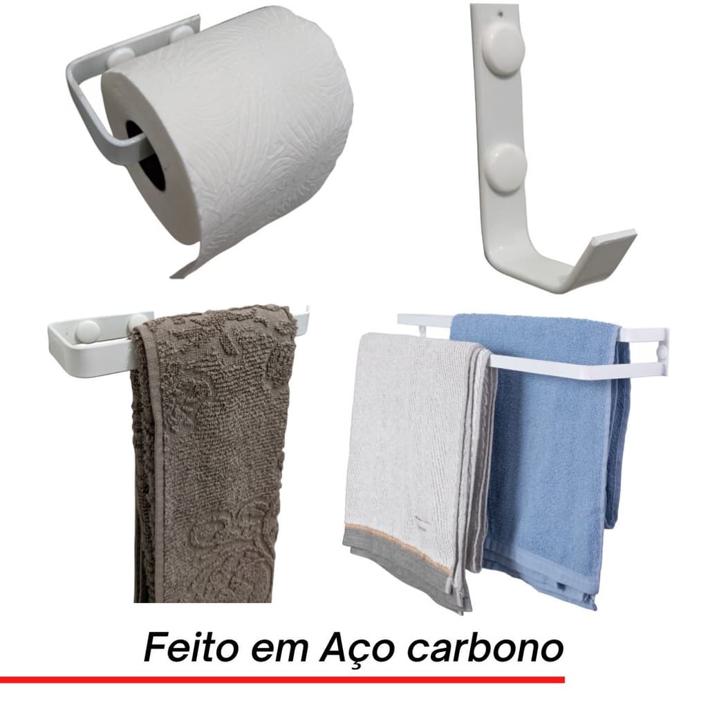 Kit De Acessórios Para Banheiro 4 Peças Branco Supremo 45cm