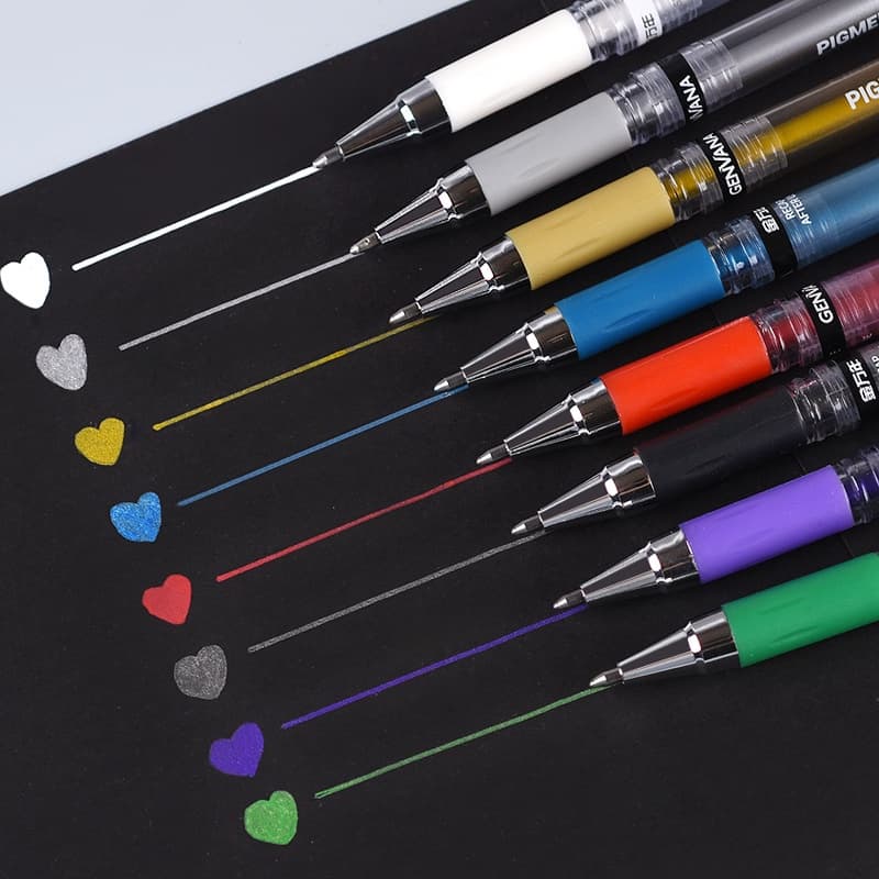 Jin Wannian G-1337 Manual de Linha de Gancho Marcador 1.0mm Cabeça de Bala Pintada à Mão Cartão Preto Caneta Especial