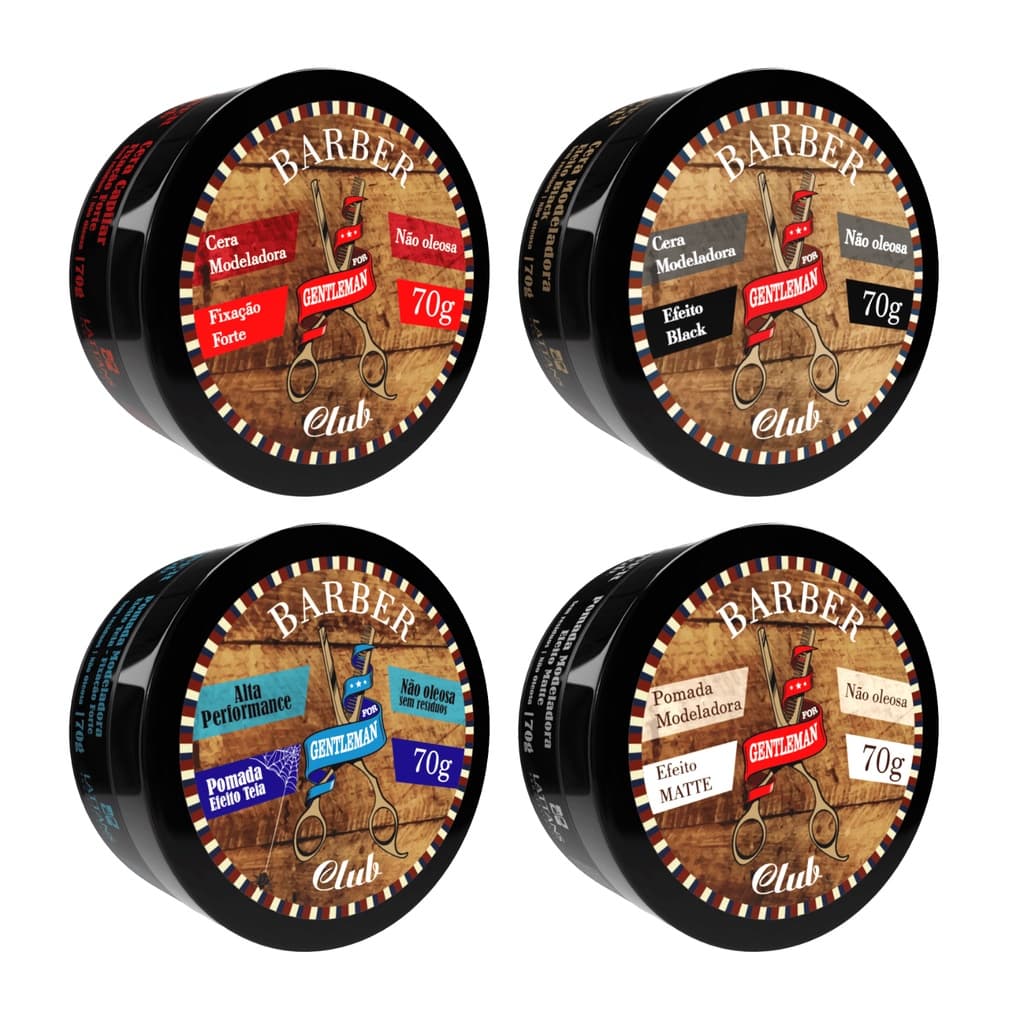 Pomada Cera Modeladora Capilar Profissional Barber Club 70g