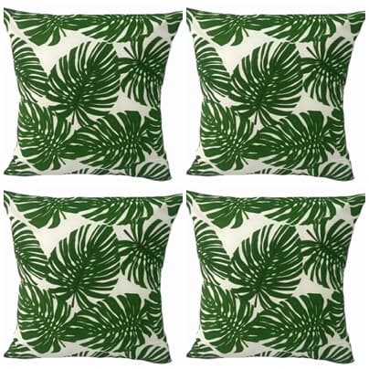 Kit 4 Capas Almofadas 45 X 45 Cm 4 Estampadas Costela De Adão Verde Com Zíper