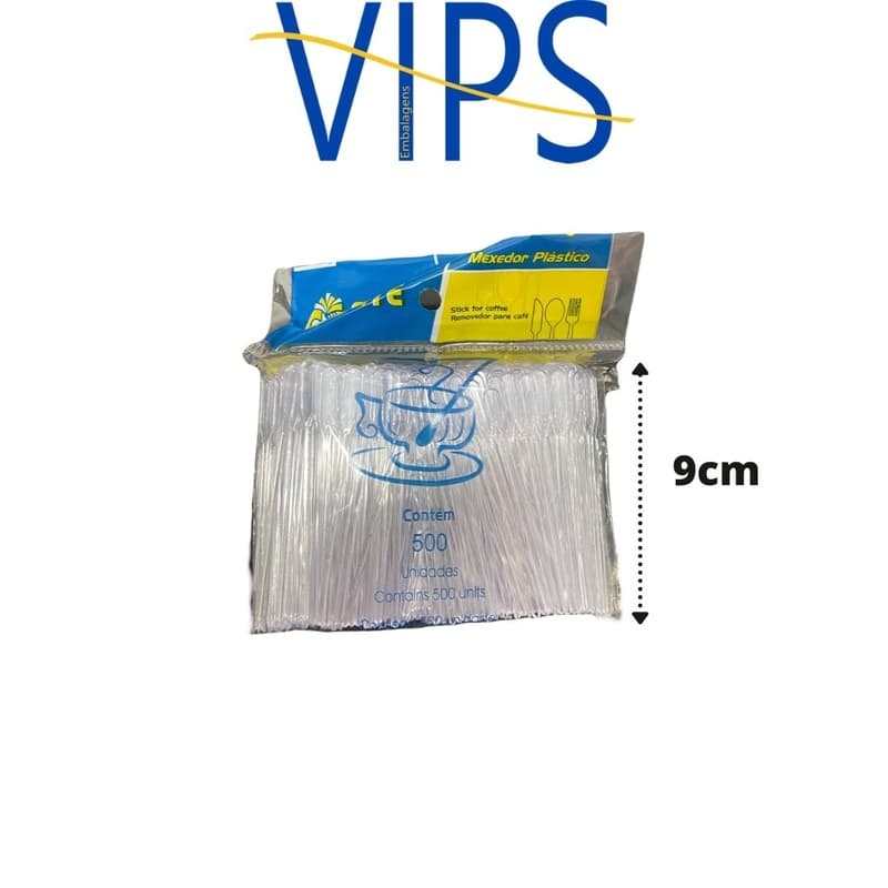 Palheta Mexedor Cristal Plástico Pequeno 9cm c/500 Elite