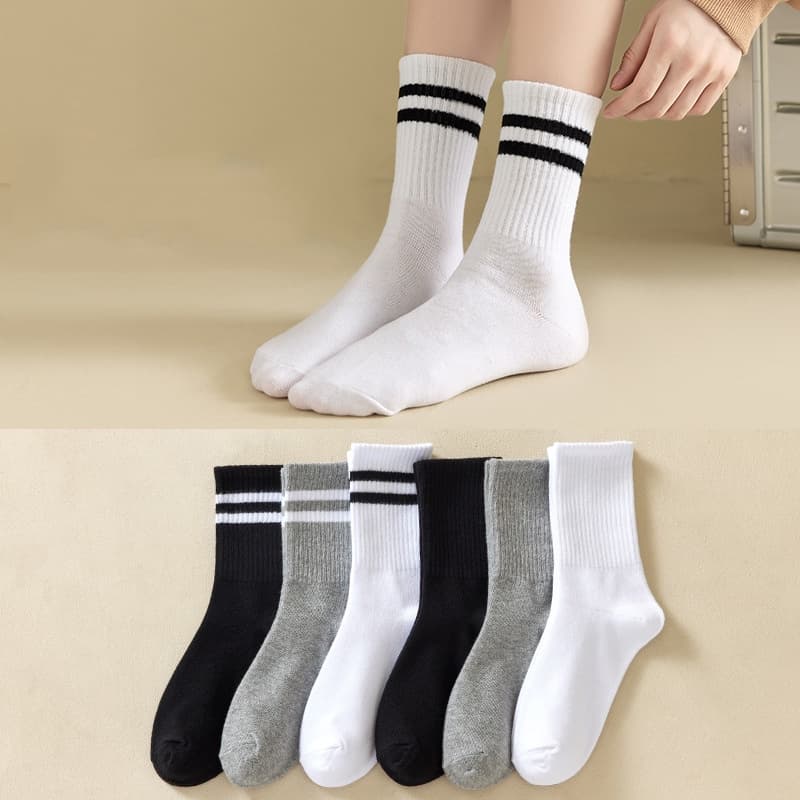 Bonito Byte Listrado Meias De Algodão Cores Sólidas Unisex Streetwear Harajuku Preto Branco Casais Skate Malha Casuais