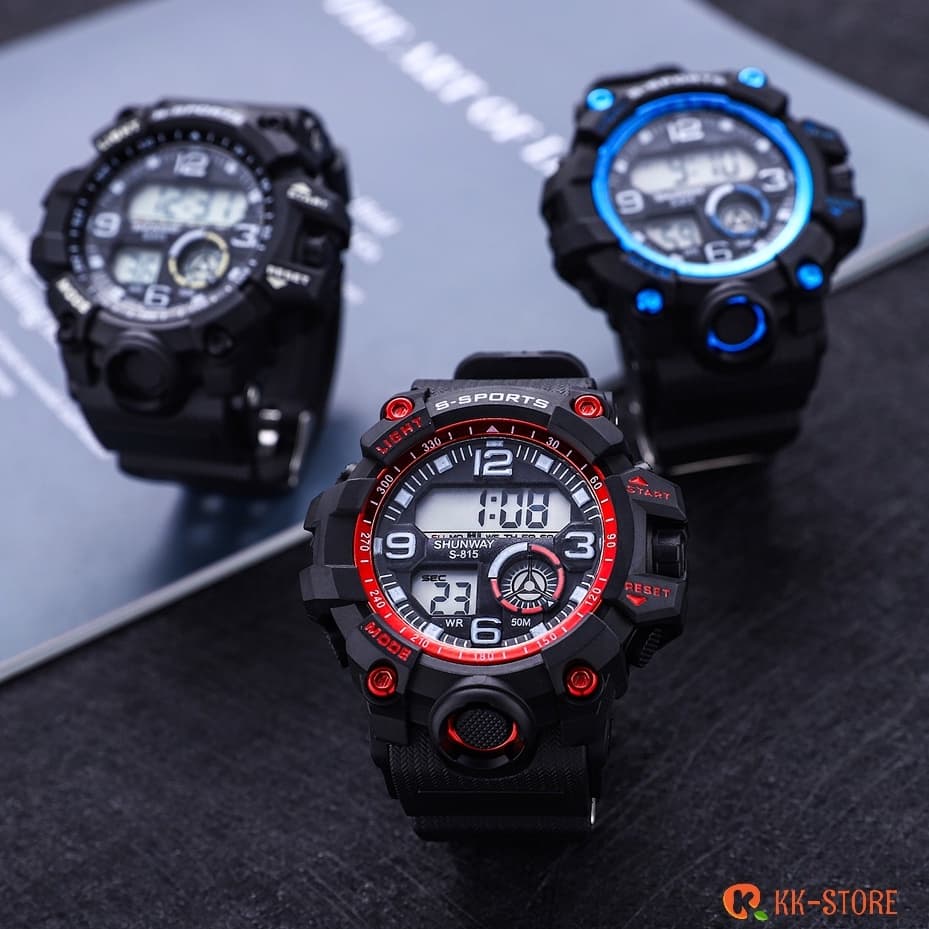 Relogio masculino a prova d água de silicone masculinos luxo digital esportivas cronômetro S-815