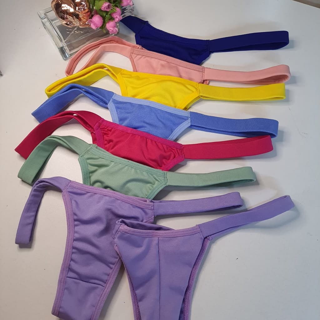 Kit 3 Calcinhas Tangas Fio Duplo Pala Embutida Coloridas