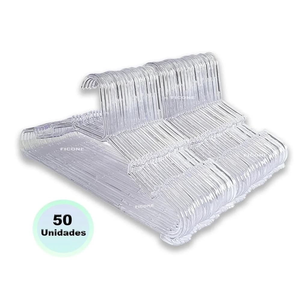 Kit 50 Cabides Acrílico Infantil para Roupa de Bebê - Body Criança Cabide Acrílico