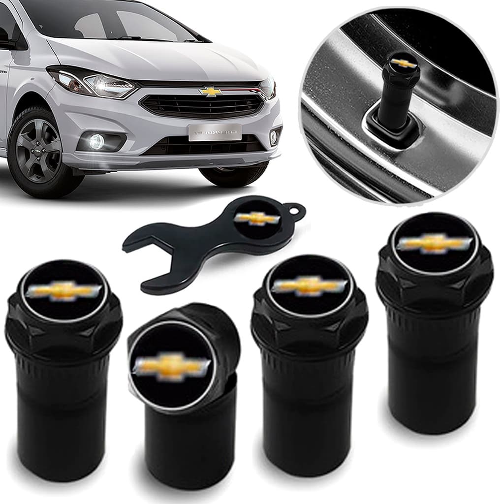 Bico Pneu Preto Pino Roda Válvula Antifurto Gm Onix Vectra