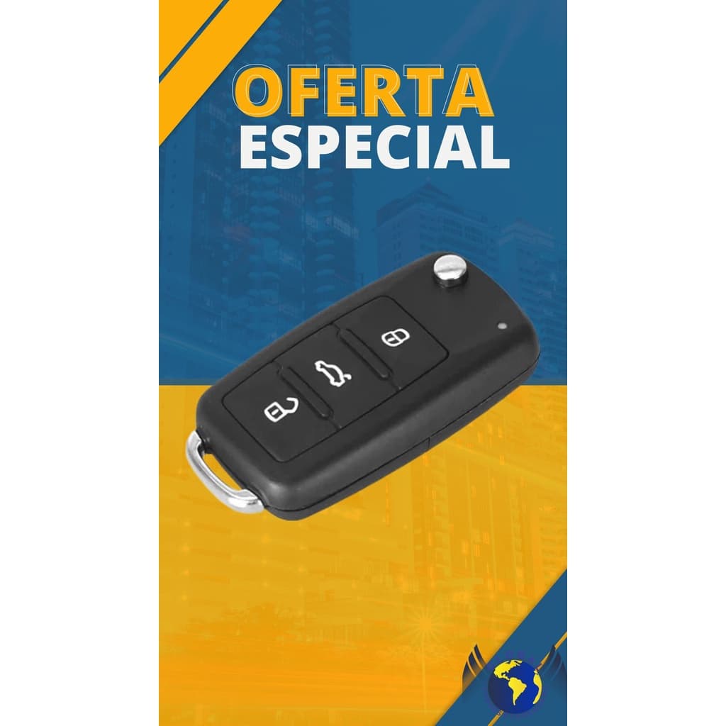 Chave Canivete Oco Volkswagen Gol G6 (2013 a 2018) Jetta Fox Voyage Tiguan Up 3 Botões
