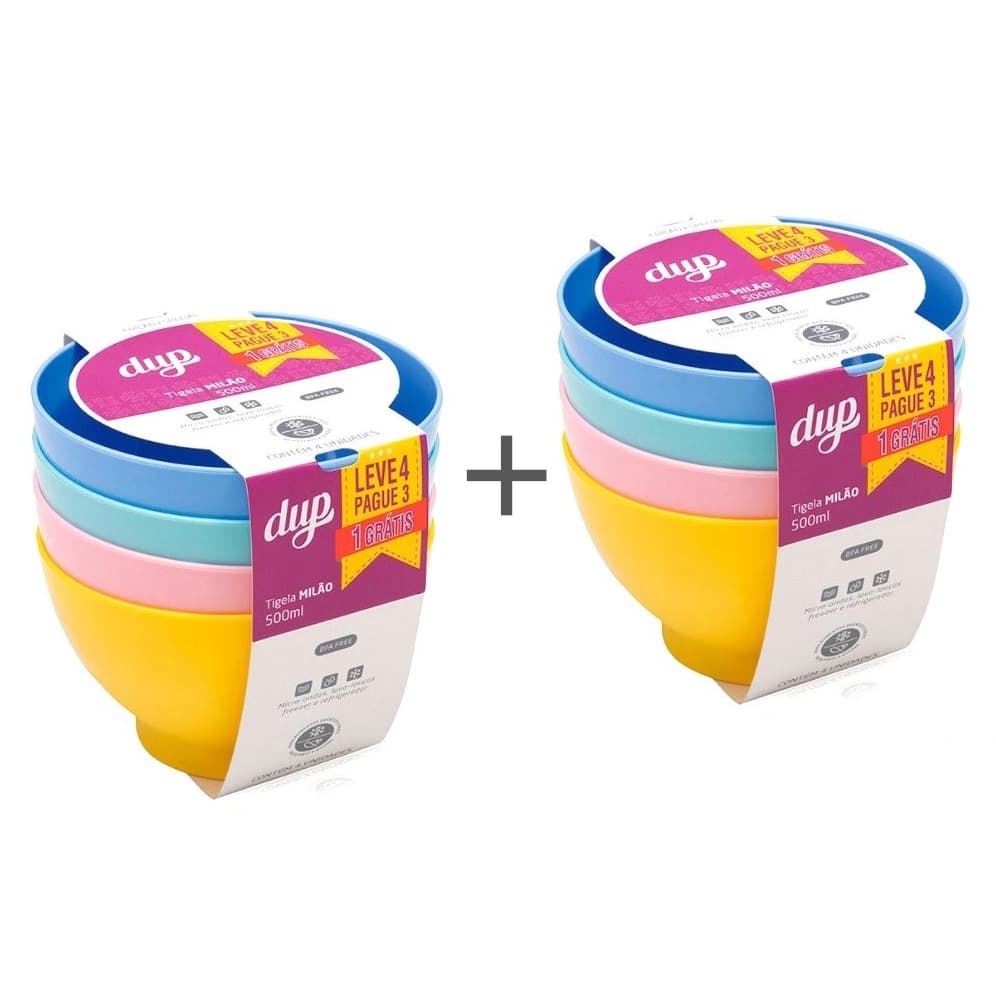 8 Tigelas Bowl Cumbuca Coloridas Milão DUP 500ml Plástico resistente BPA Free