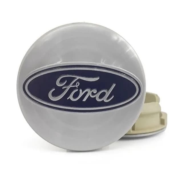 Kit 04 Calotinha Centro Miolo De Roda Ford Focus New Fiesta EcoSport Ka Fusion Prata 55mm