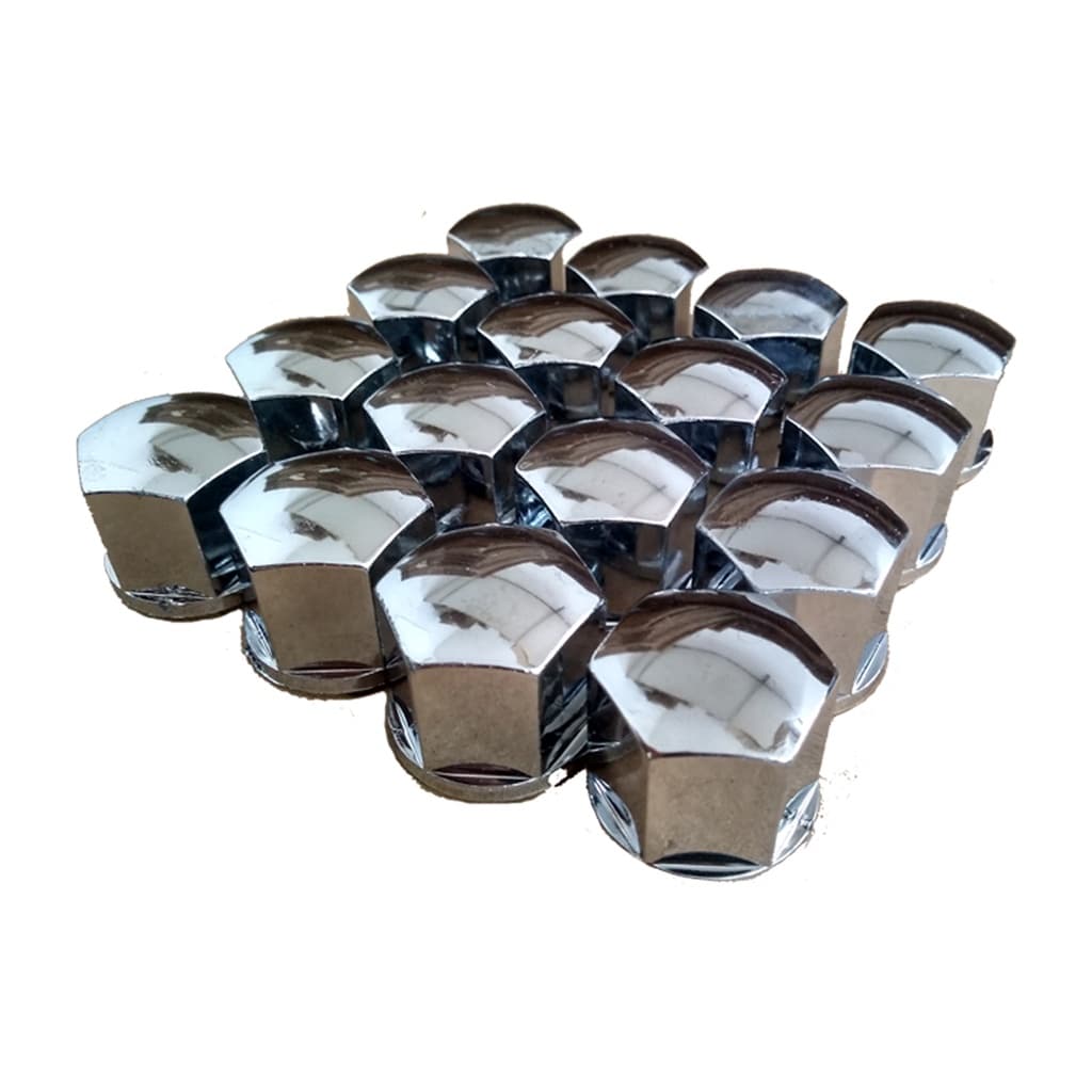 Kit Capa Tampa Parafuso Da Roda Cromada 17mm Universal 16 Pc