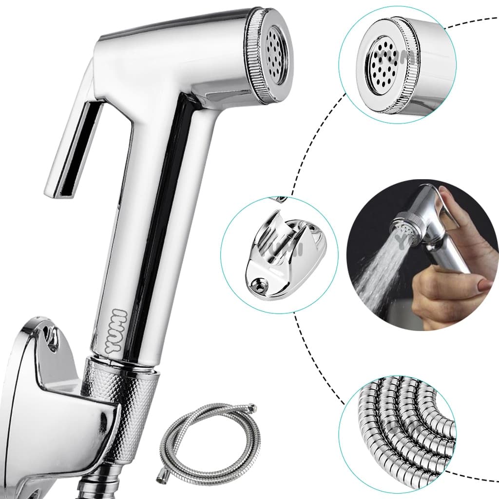 Ducha Higiênica Banheiro 100% Luxo Mangueira Inox Cromado 1,20m Chuveirinho Privada