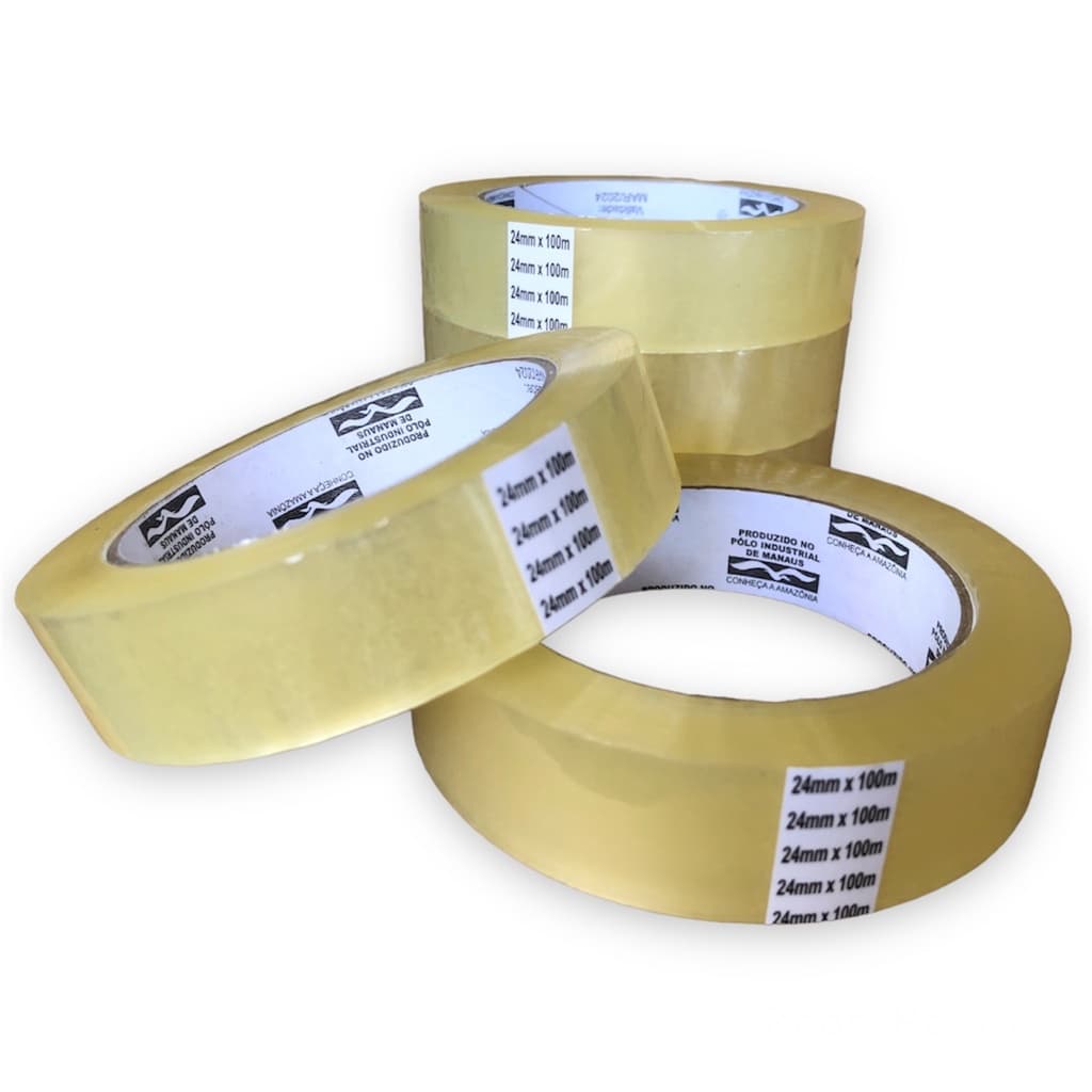 Fita adesiva transparente Larga 24x100 -  Embalar Caixa Resistente - 06 rolos