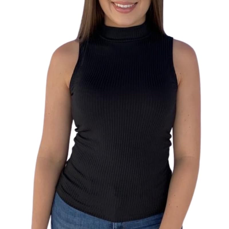 Blusa feminina Cavada gola alta malha canelada