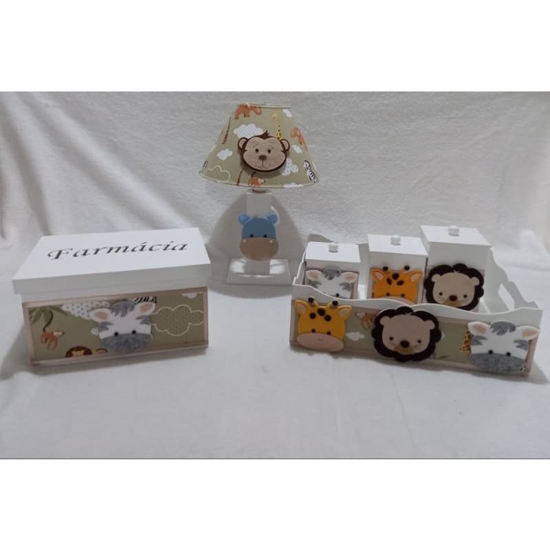 kit higiene  mdf 6 peças safari bege