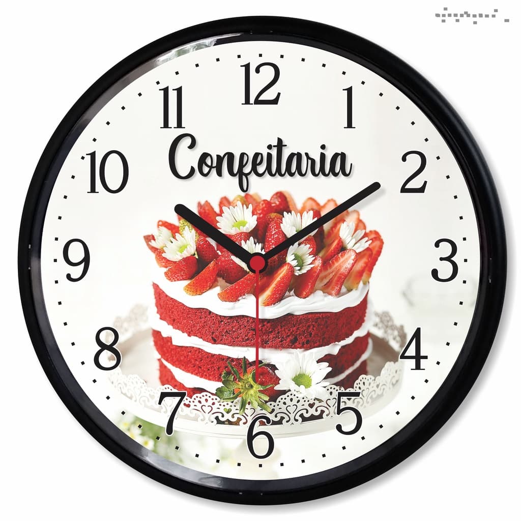 Relogio Parede Confeiteira Decorativo para Confeitaria Padaria Bolo Confeiteiro Presente