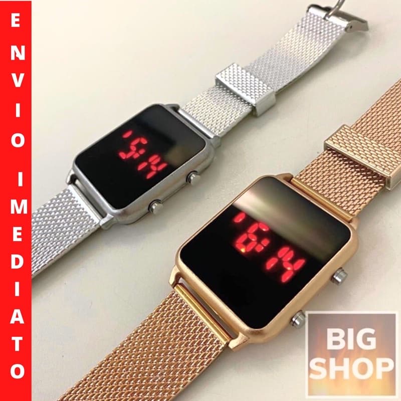 Relógio Feminino Digital Led Basico Dourado Rose Blogueira 2021