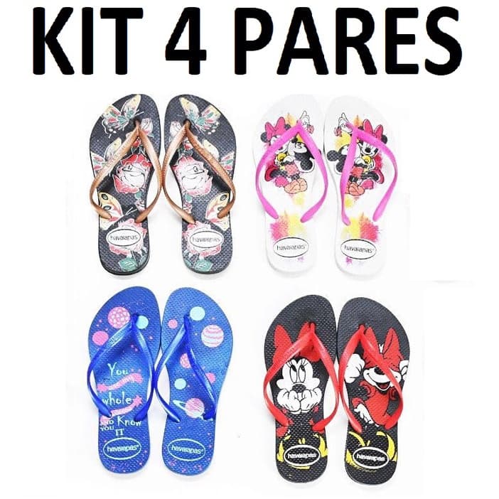 KIT COMBO 4 PARES DE CHINELO FEMININO PRA MULHER  CH2 TUCLELE