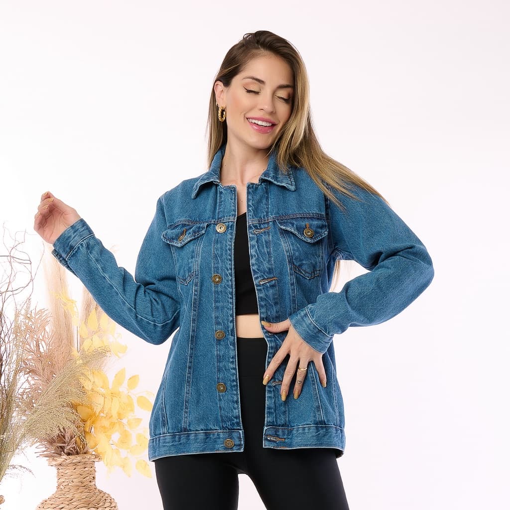 Jaqueta Jeans Max Feminino Rasgado Longer Novo Moda