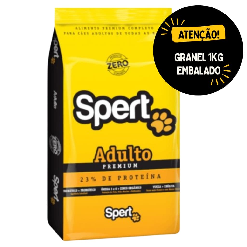 Ração Spert Adulto 23% Proteína sem corantes- Granel Embalado 1kg