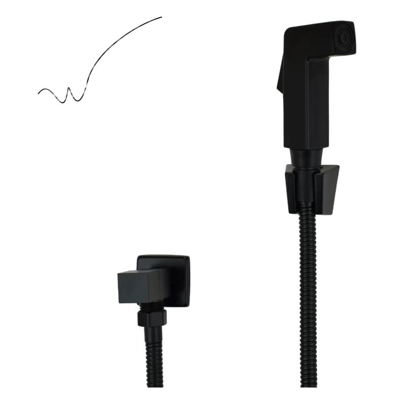 Duchinha Higiênica de Banheiro Quadrada Preto Luxo
