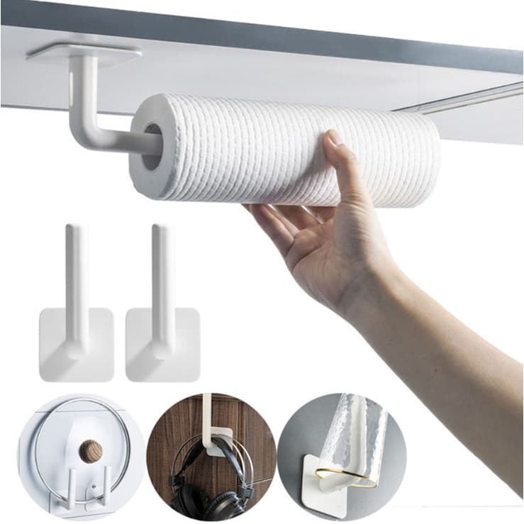 Gancho De Plastico Multiuso Porta Toalha Papel Higiênico Suporte Para Cabide Autoadesivo Com Adesivo 13X6,5CM