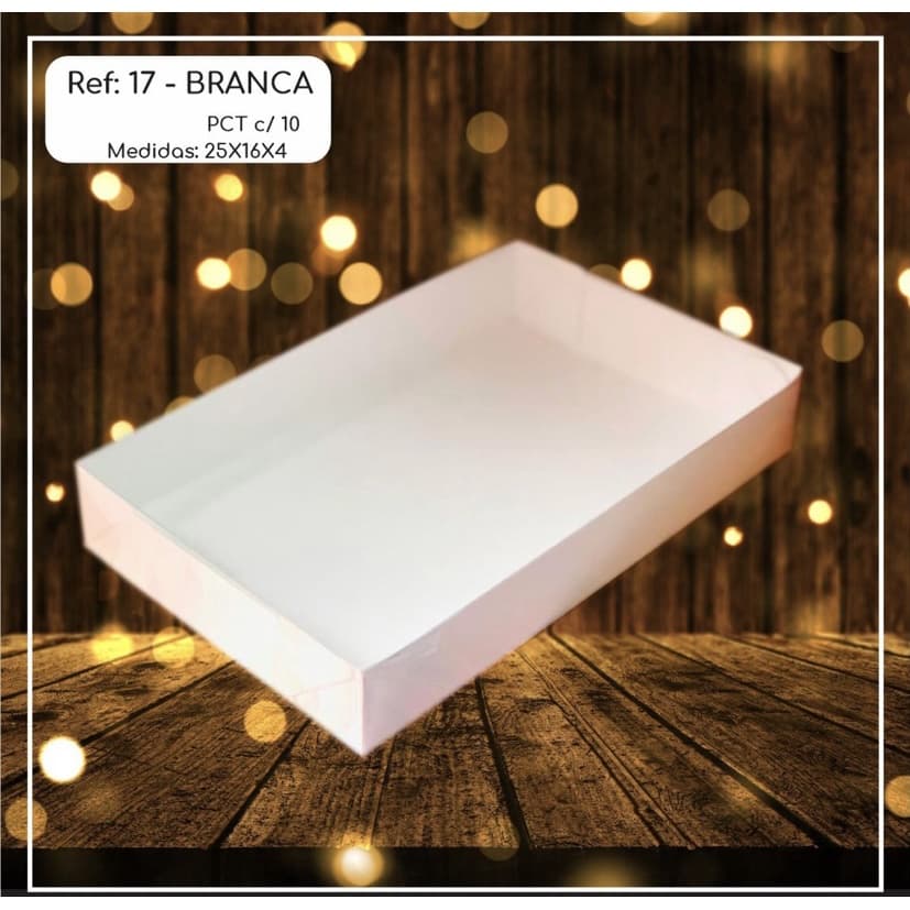 10 Caixa Branca  C/Tampa Acetato Retangular  25X16X4 (Yin) P0057