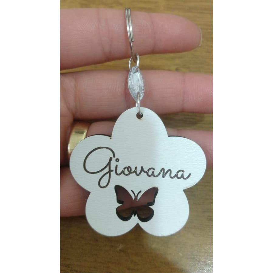 Lembrancinha Chaveiros Flor em MDF Branco Personalizado