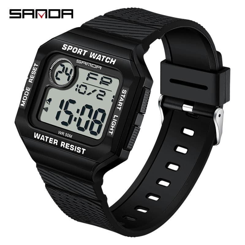 SANDA Quadrado Cronômetro De Tela Grande Moda Luxuoso Casual Impermeável Relógio Homem Presente 2129-10