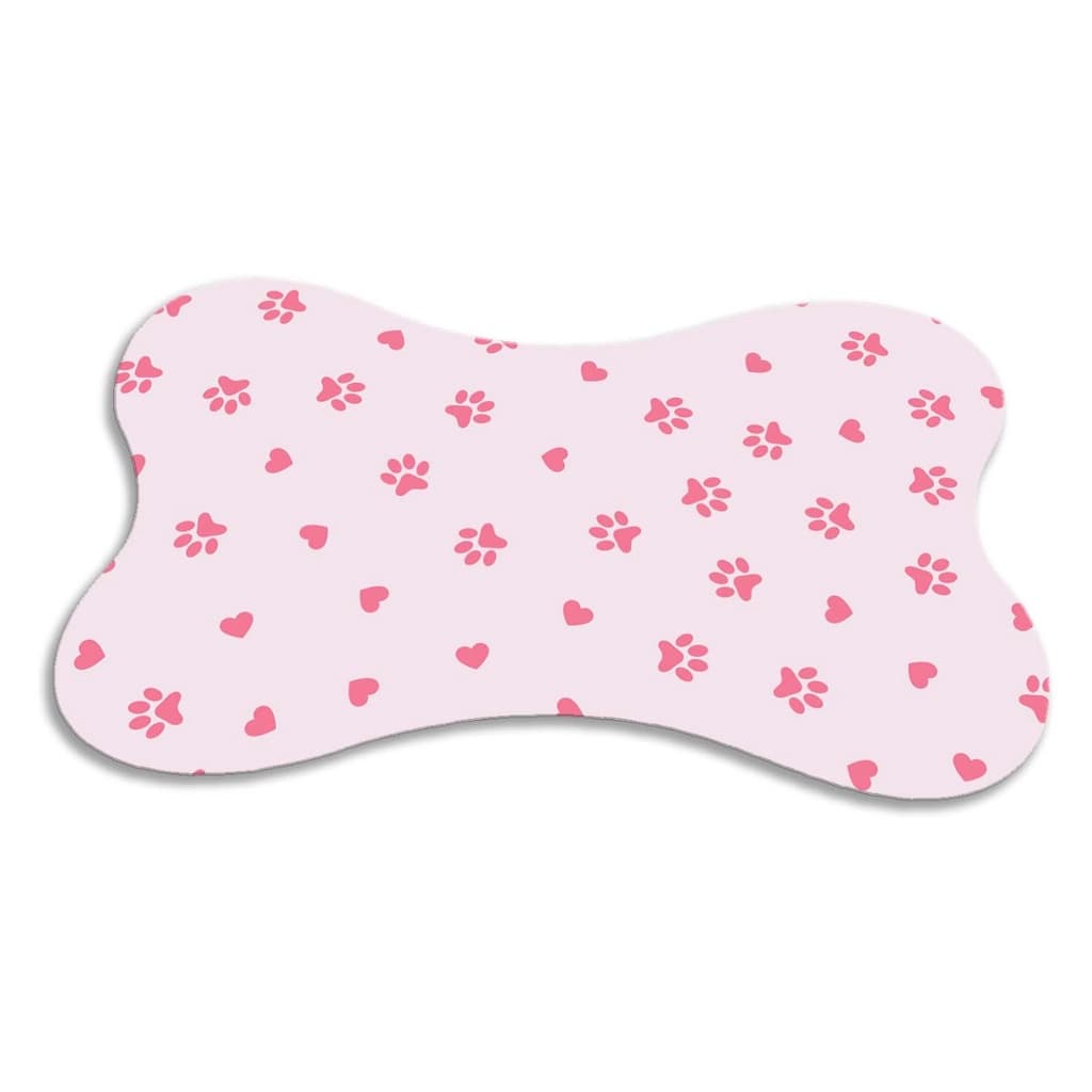 Tapete Pet Patinha Rosa Para Comedouro Osso 46x30