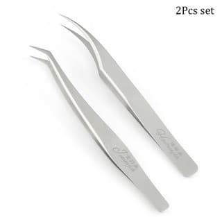 1/2pcs Pinça De Precisão De Aço Inoxidável Para Extensão De Cílios Anti-Ácido ESD Ferramentas De Pestanas Estática