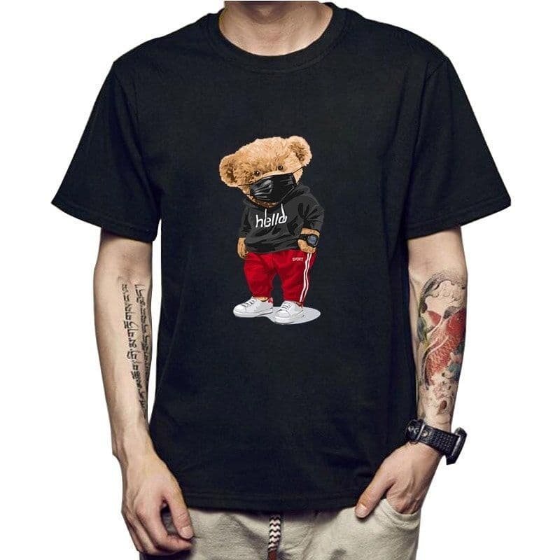 Camiseta Masculina Algodão 30.1 Estampada Ursinho Camisa Masculina