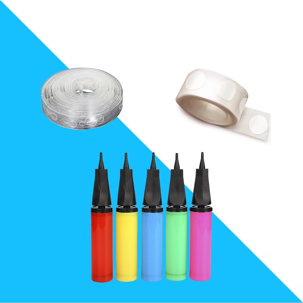 Kit Bomba Balão + Fita Arco Desconstruído + Fita Gota Cola Bexiga