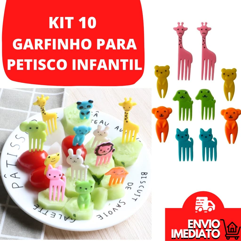 Espeto Infantil m Petisco Bichinhos Garfo Frutas E Petiscos Frutas Queijos Criança Formato Animais