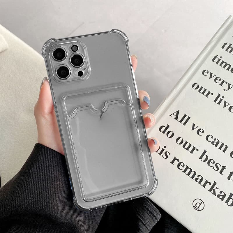 Capa Transparente Com Suporte Para Cartão , iPhone 17 Air 16 E 15 11 12 13 14 Pro XS Max X XR SE 7 8 Plus , À Prova De C