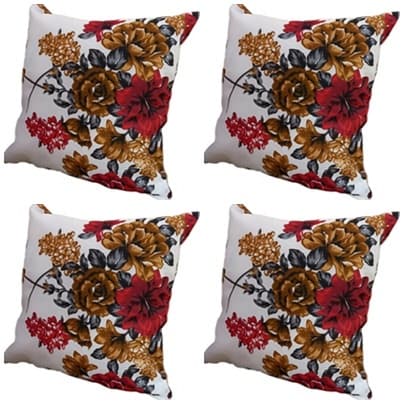 Kit 4 Capas Almofadas 45 X 45 Cm  Estampadas flores vermelhas