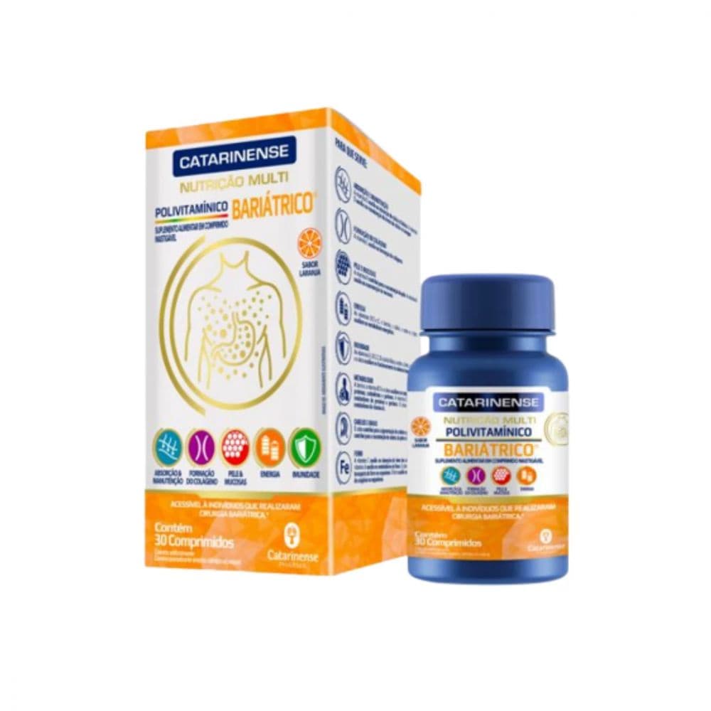 Polivitamínico Bariátrico Zero Calorias Zero Açúcar Sabor Laranja 30 Cápsulas Catarinense
