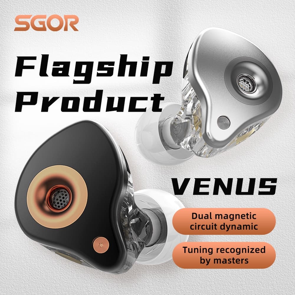 SGOR VENUS Fones De Ouvido Dinâmicos HIFI Super Baixo Intra-Auriculares Esportivos Com Cancelamento De Ruído Para