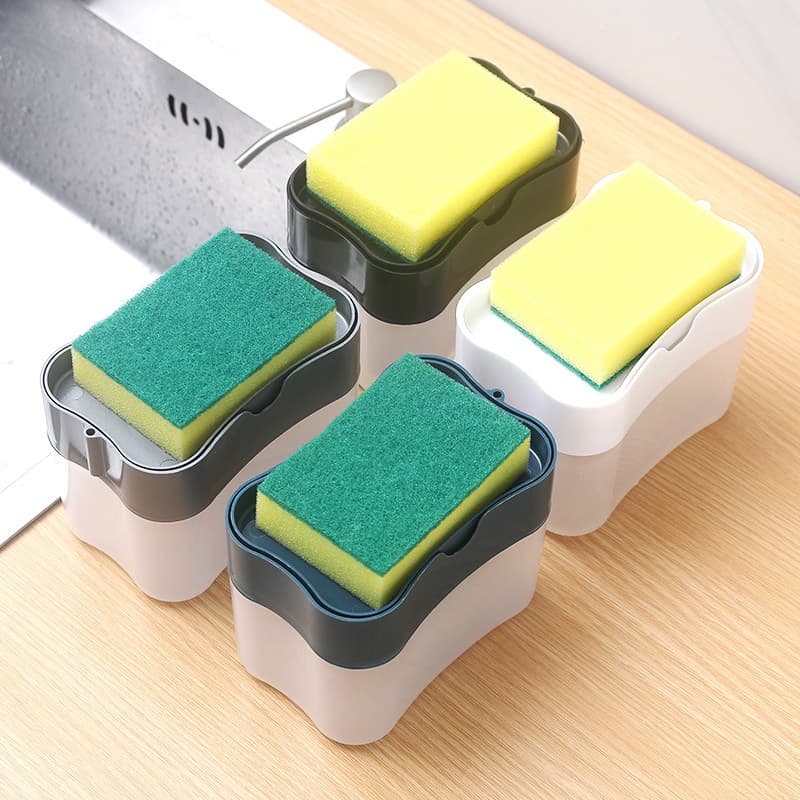 Dispenser detergente sabao com porta esponja