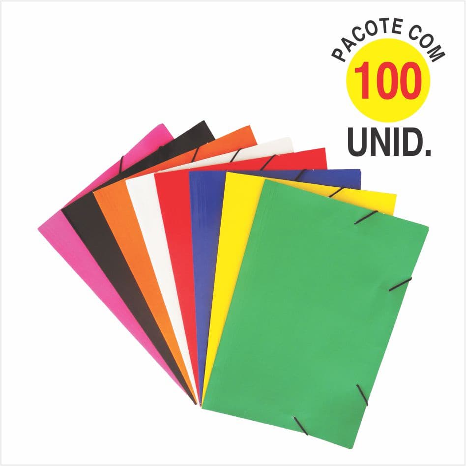 Pasta Aba Elástico Escolar - Pacote com 100 unidades