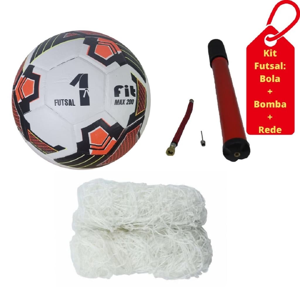 Bola de Futsal Oficial Max 200 Plus + Bomba de Inflar + Rede de Futsal