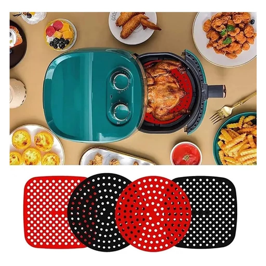 Tapete De Silicone Protetor Para Fritadeira Air Fryer Reutilizável Lavável Redondo Quadrado Cozinha