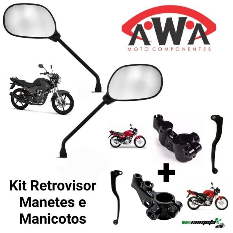 Kit Par Retrovisor Manicoto Manete Embreagem Freio Tambor Yamaha Ybr factor 125