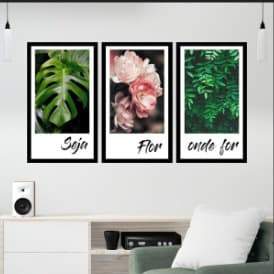 Kit 3 Quadros Com Moldura Preta 35x60cm