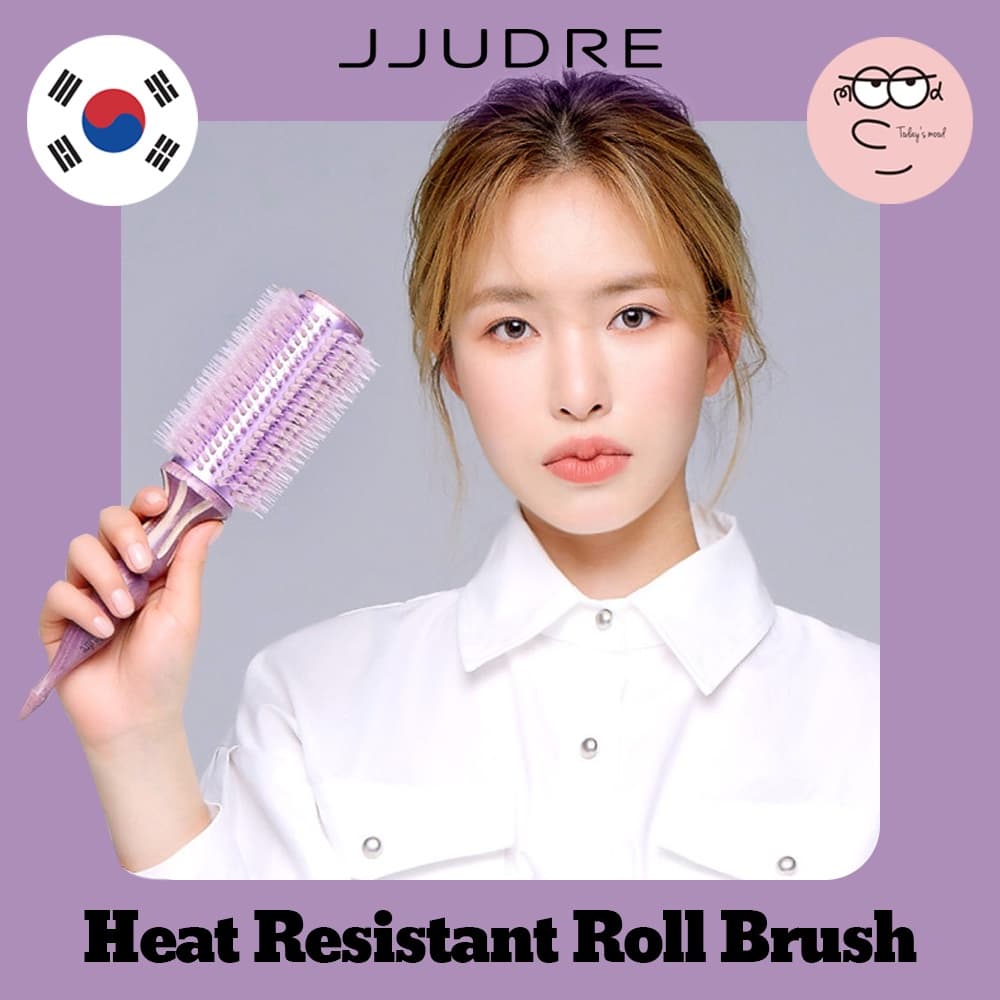 [JJUDRE] Escova Redonda Resistente Ao Calor Lavanda (4 Tamanhos) | Rolo De Modelagem De Cabelos De Ferro Para Cachos & Presente Grátis
