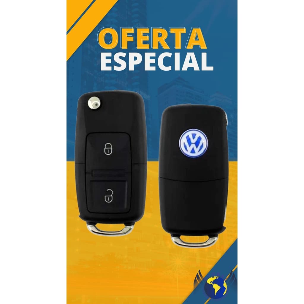 Chave Canivete Oco Volkswagen G5 (2008 a 2012) Fox Gol Saveiro Polo SpaceFox Up Jetta 2 Botões