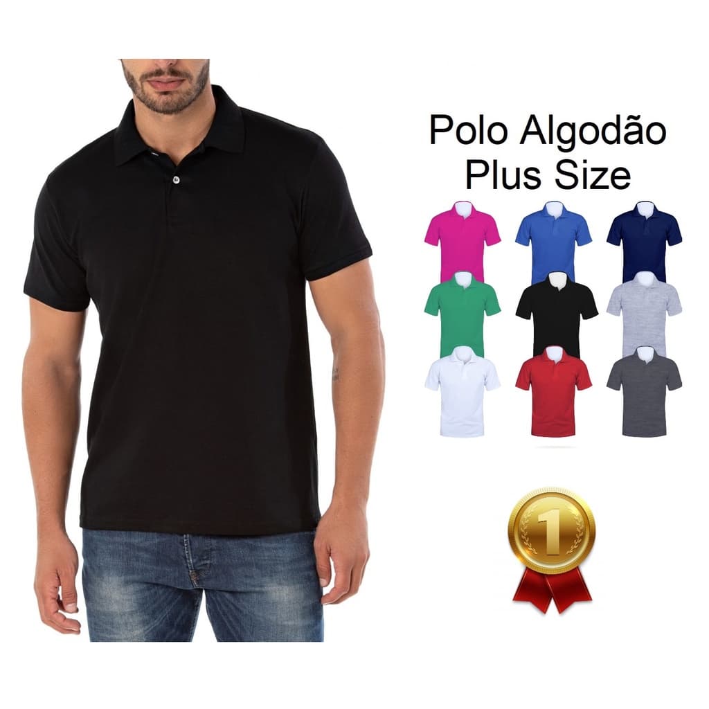 Camisa Polo Plus Size Masculino Algodão Camisa Lisa Básica Alta Qualidade Costura Reforçada Uniforme